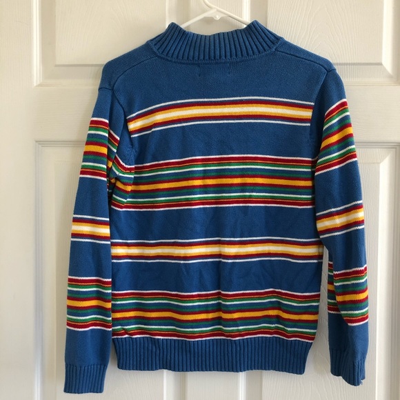 Vintage Ralph Lauren Striped V 1/4 Zip Collared Sweater - Picture 2 of 3